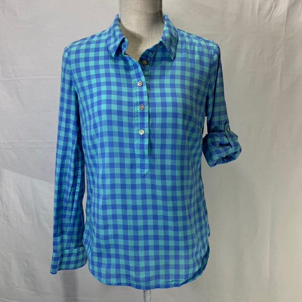 Vineyard Vines Half Button Down Pullover Blue/Gre… - image 1